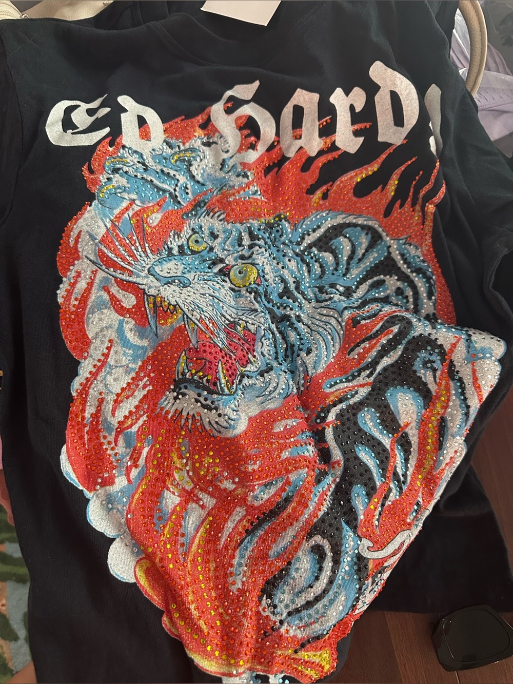 Ed hardy rhinestone t shirt long sleeve